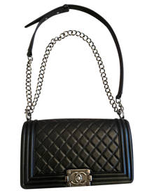 Chanel Boy Black Leather Handbag for Women