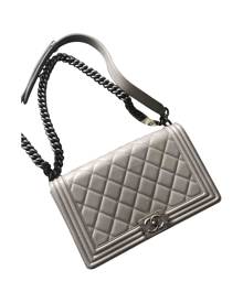 Chanel Boy Grey Leather Handbag for Women