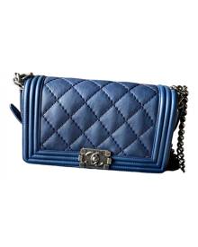 Chanel Boy Navy Leather Handbag for Women