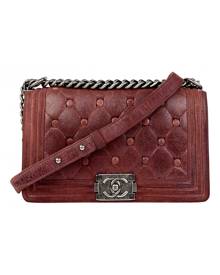 Chanel Boy Burgundy Suede Handbag for Women