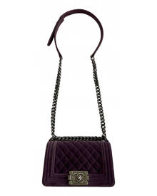 Chanel Boy Purple Velvet Handbag for Women