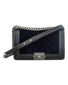 Chanel Boy Blue Velvet Handbag for Women