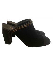 Chanel black Tweed Sandals