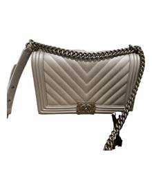 Chanel Boy Silver Leather Handbag for Women