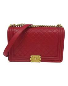 Chanel Boy Red Leather Handbag for Women