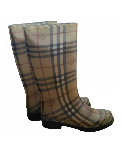 burberry short plaid rain boots