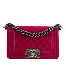 Chanel Boy Pink Velvet Handbag for Women