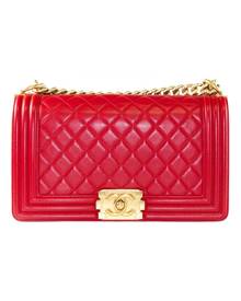 Chanel Boy Red Leather Handbag for Women