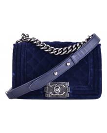 Chanel Boy Blue Velvet Handbag for Women