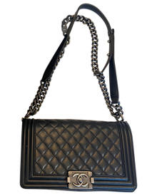 Chanel Boy Black Leather Handbag for Women