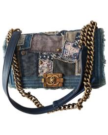 Chanel Boy Blue Cotton Handbag for Women