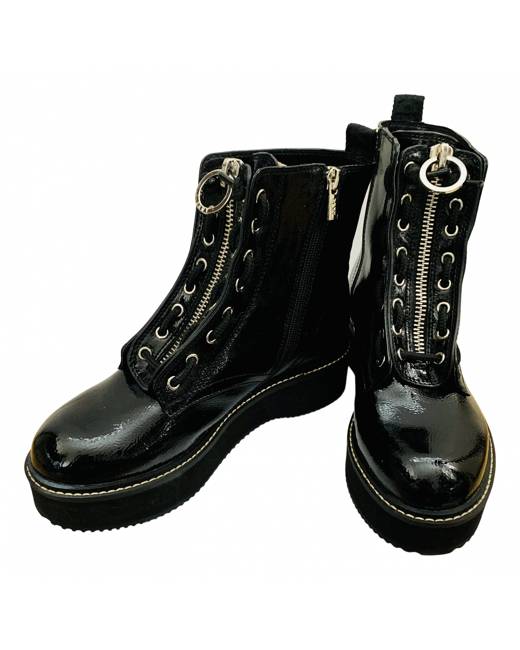 dkny patent leather boots