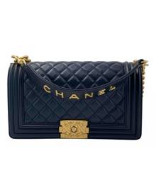 Chanel Boy Navy Leather Handbag for Women