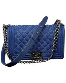 Chanel Boy Blue Leather Handbag for Women