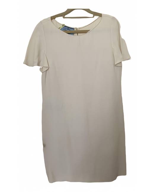 - Save 48% Womens Dresses Prada Dresses White Prada Cotton Logo-embellished Plissé Dress in Beige 