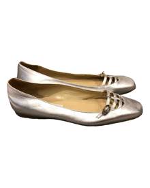 Jimmy Choo silver Leather Ballet Flats