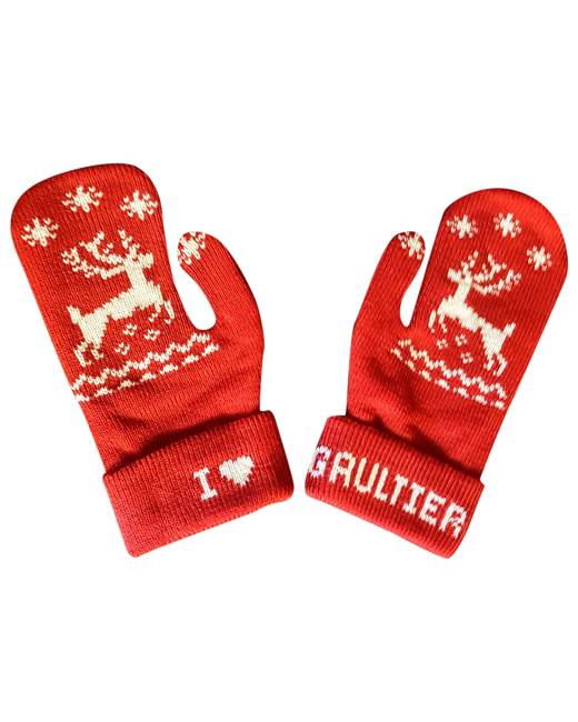 Red M NoName Red suede and knit gloves discount 42% WOMEN FASHION Accessories Gloves 