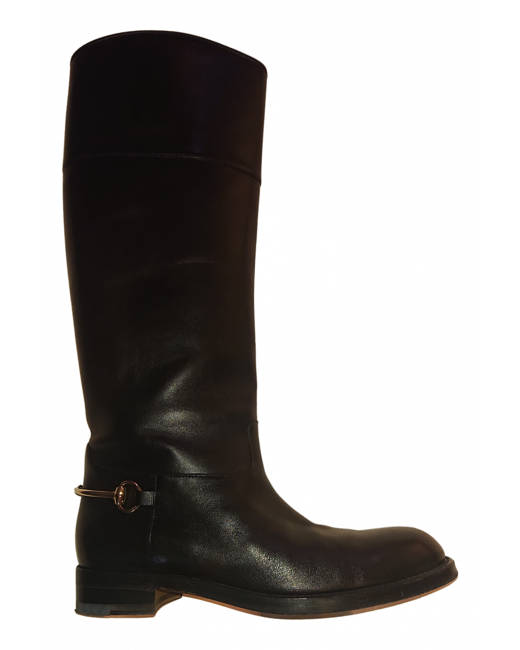 Gucci Brown Leather Horsebit Knee High Riding Boots