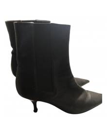 Prada black Leather Ankle Boots
