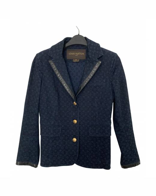 Louis Vuitton Tricolor Bouclé Tweed Blazer Deep Navy. Size 44