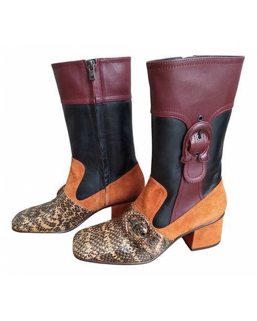 coach snakeskin booties