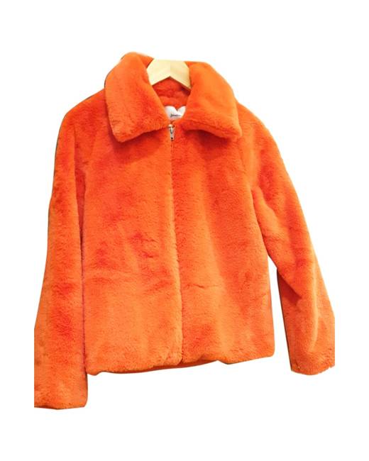 Orange Women s Faux Fur Jackets Clothing Stylicy