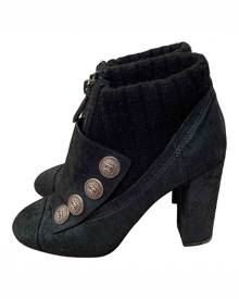 Chanel black Leather Ankle Boots