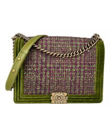 Chanel Boy Green Tweed handbag for Women \N