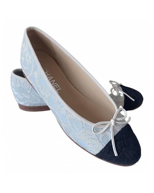 Chanel Womens Ballet Shoes, Blue, 36.5