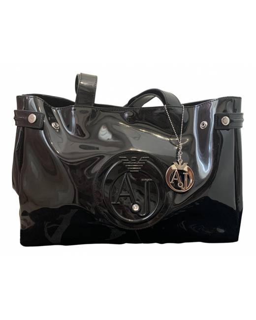 Patent leather handbag Armani Jeans Black in Plastic - 42004406