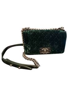 Chanel Boy Green Velvet handbag for Women \N