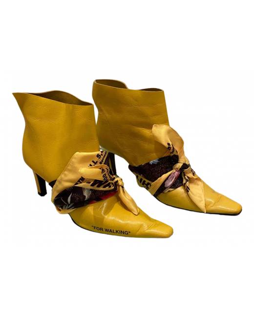 off white yellow boots