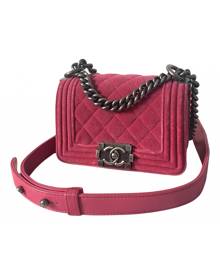 Chanel Boy Pink Velvet handbag for Women \N