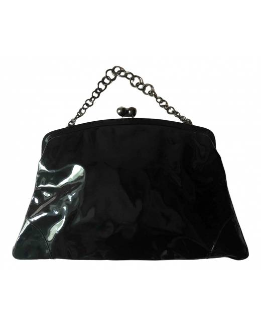 Vintage Glossy Black Patent Leather Clutch → Hotbox Vintage