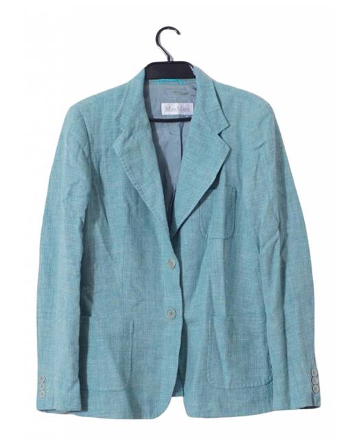 River Island soft jacquard tie waist blazer in turquoise - part of a set