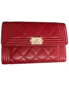 Chanel Boy Red Leather wallet for Women \N