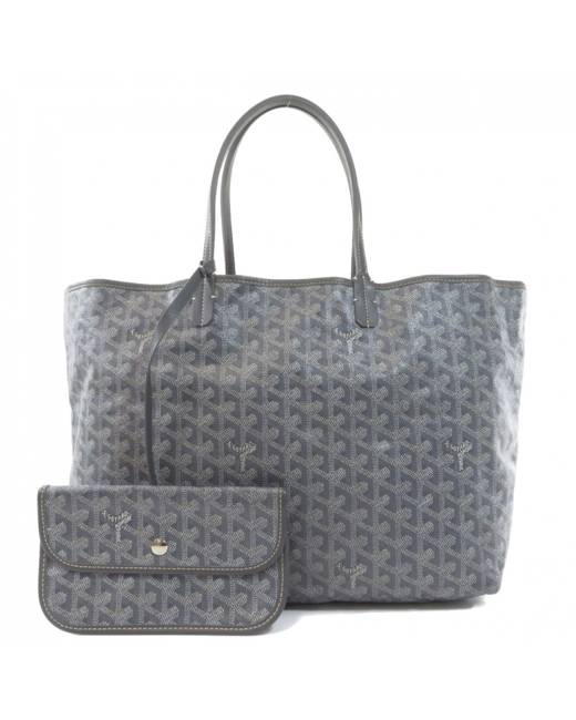 GOYARD SAINT LOUIS Junior Tote Hand Bag PVC Canvas Leather White