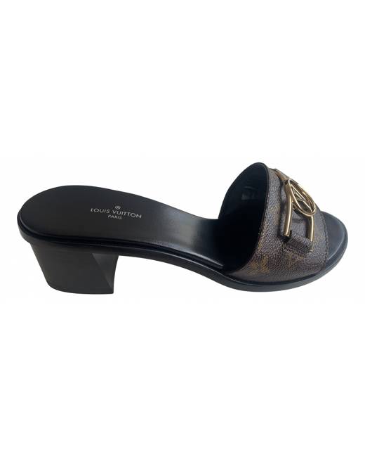 Louis Vuitton Black /Grey Leather and Suede Platform Sandals Size 38 -  ShopStyle