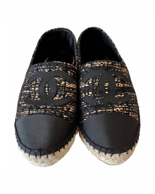 chanel black mesh espadrilles