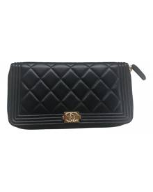 Chanel Boy Black Leather wallet for Women \N