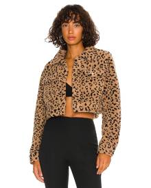 MORE TO COME Amina Cropped Jacket in Leopard - Tan. Size XS (also in S).