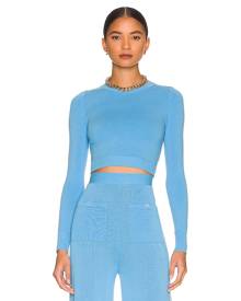 JoosTricot Long Sleeve Crop Top in Cornflower - Blue. Size L (also in S, XS).