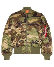 ALPHA INDUSTRIES MA-1 Bomber Jacket in Woodland Camo - Army. Size L (also in M, S, XL/1X).