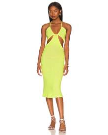 Victor Glemaud Cut Out Halter Midi Dress in Neon Green - Green. Size M (also in S).