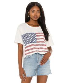 Show Me Your Mumu Cooper Tee in American Flag Graphic - Cream. Size M (also in S, XS).