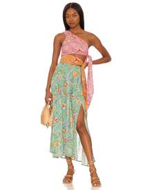 Love the Label One Shoulder Midi Dress in Botanical Print - Pink. Size L (also in M, S, XS).