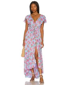 Tiare Hawaii New Moon Maxi Dress in Hibiscus Bouquet Baby Blue - Baby Blue. Size M/L (also in S/M).