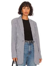 Favorite Daughter The Breakup Blazer in Navy Gingham - Navy. Size L (also in S, XS).