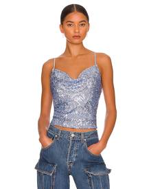 Generation Love Monet Sequin Cami in Chambray Blue - Baby Blue. Size L (also in M, S, XL, XS).