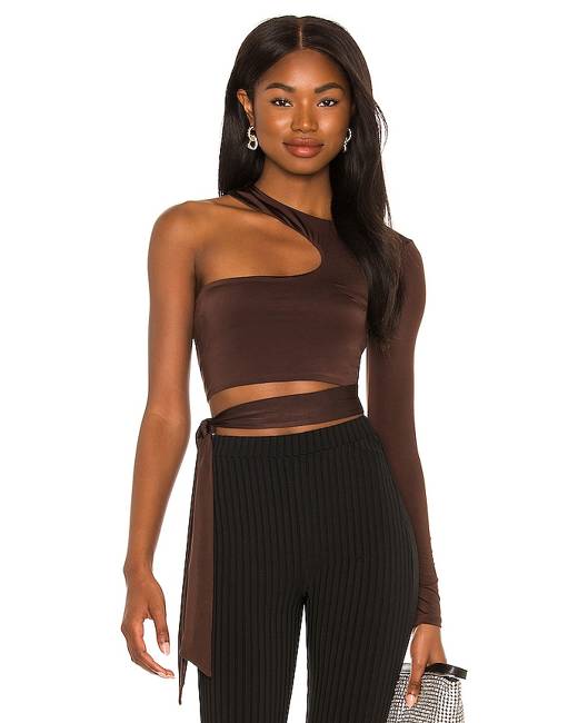 ASOS DESIGN corset with ribbon lace up in brown